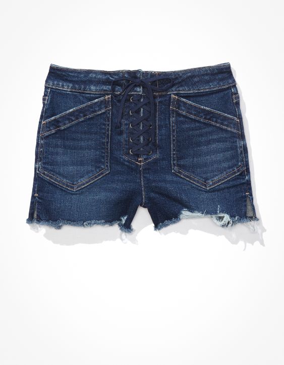 Stretch High-Waisted Denim Short Short