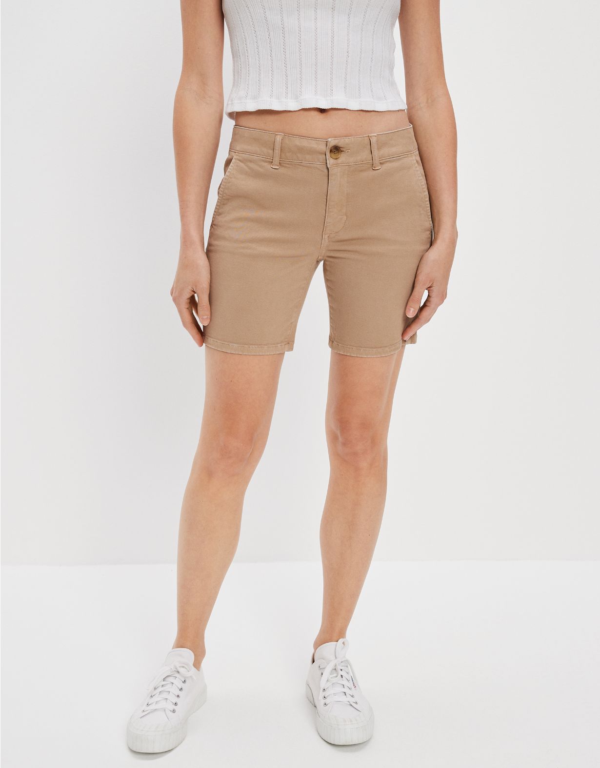 Stretch Khaki Skinny Bermuda Short