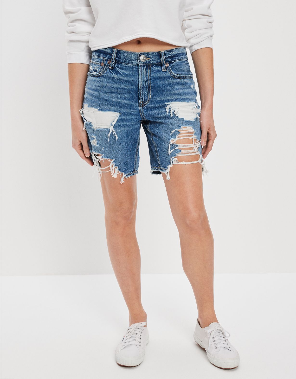Dreamy Drape Denim Low-Rise Baggy Short