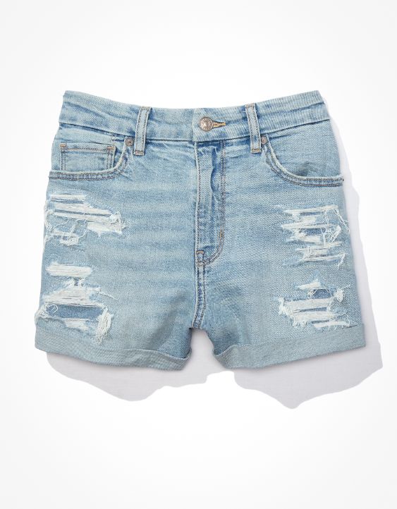 Stretch Curvy Denim Mom Shorts
