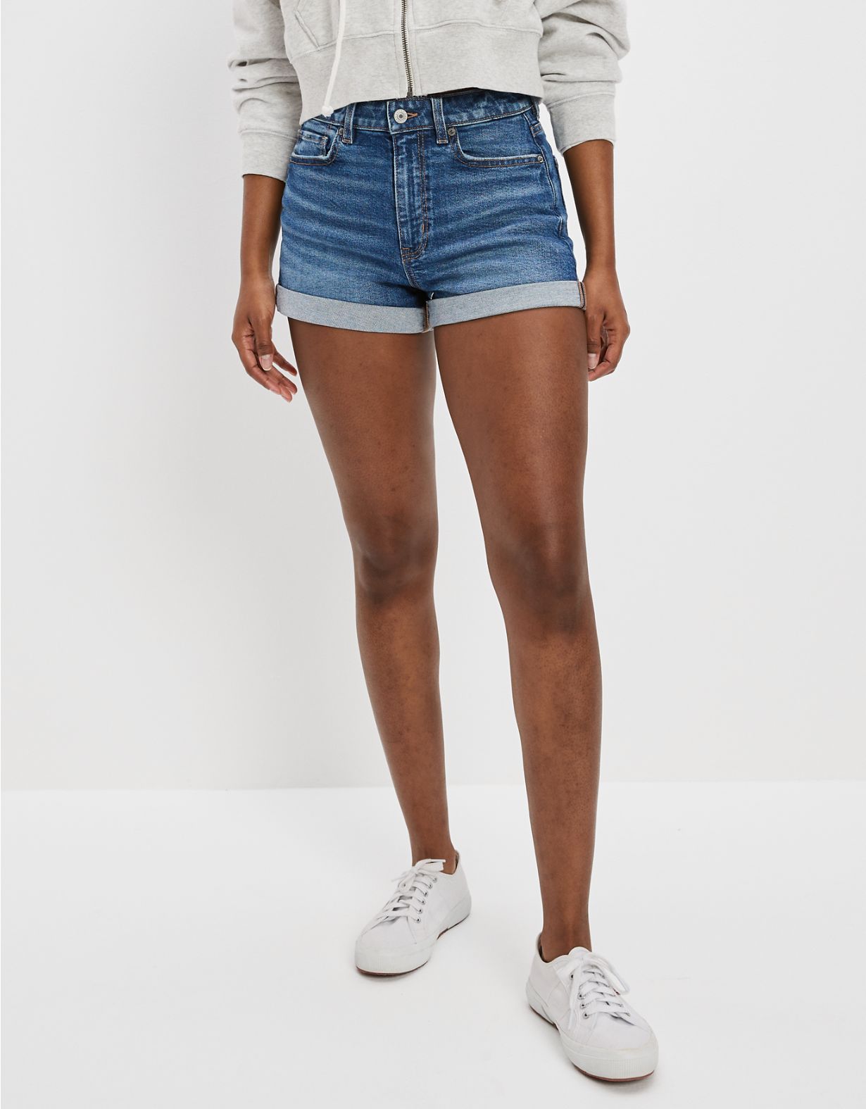 Stretch Denim Mom Shorts