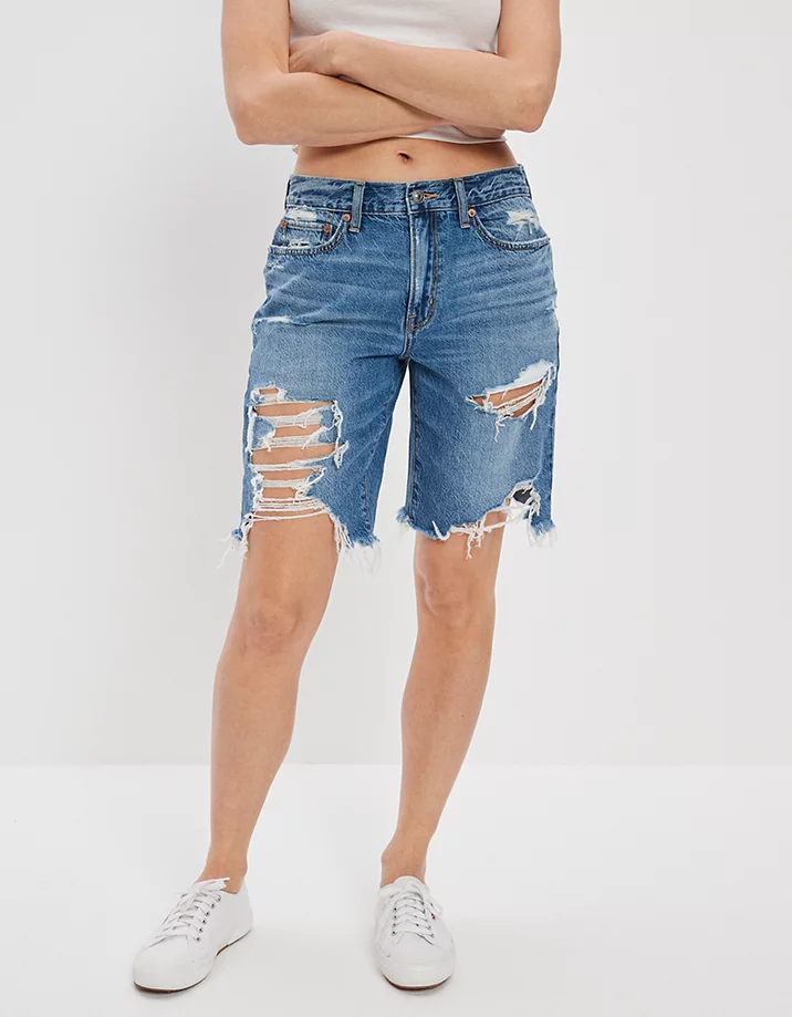 Drape Denim Low-Rise Baggy Short