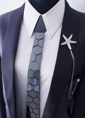 Elegant Starfish Lapel Pin | Crystal Rhinestones Silver Chains