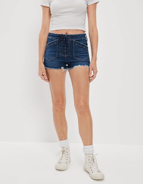 Stretch High-Waisted Denim Short Short